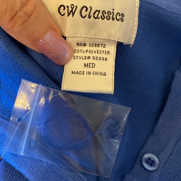 NWOT Sequin Snowflake Cascade Blue Cardigan |Size Medium - Picture 6 of 7